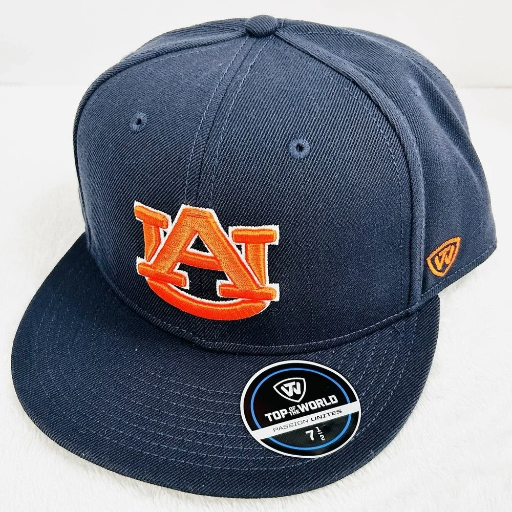 Auburn Tigers Top of the World Wool Logo Fitted Hat Cap 7 1/2 Blue NCAA College‎